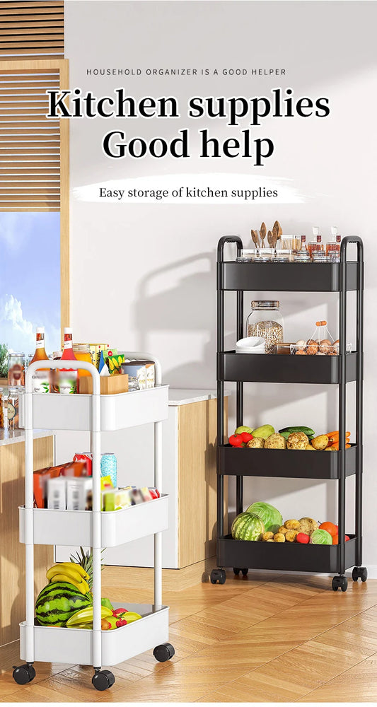 Multifunctional Storage Cart – Mobile Trolley with Wheels, Multi-Layer Organizer for Kitchen, Bedroom, and Household Use