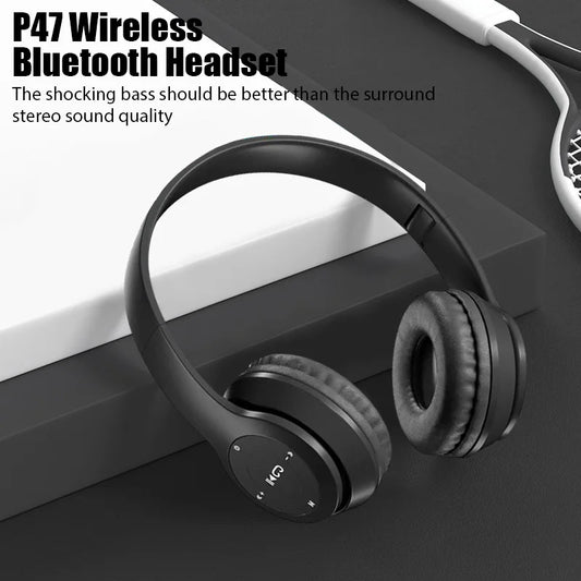 P47 Wireless Bluetooth Headphones with Mic – Noise Cancelling, Stereo Sound, Sports & Gaming Headsets, PC Compatible