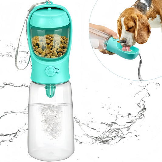 Pet Travel Water Bottle with Food Dispenser – Convenient, Leak-Proof Hydration for Dogs and Cats