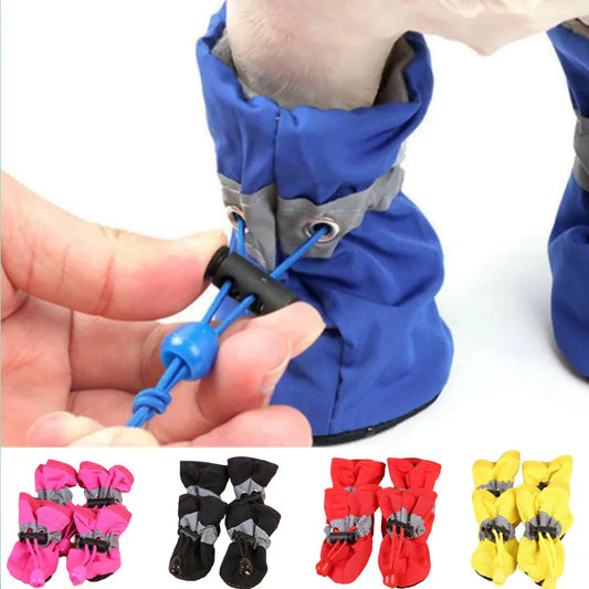 4pcs/set Waterproof comfortable Pet Dog Shoes  Anti-slip Rain Boots Footwear for Small Cats Dogs Puppy Dog Pet