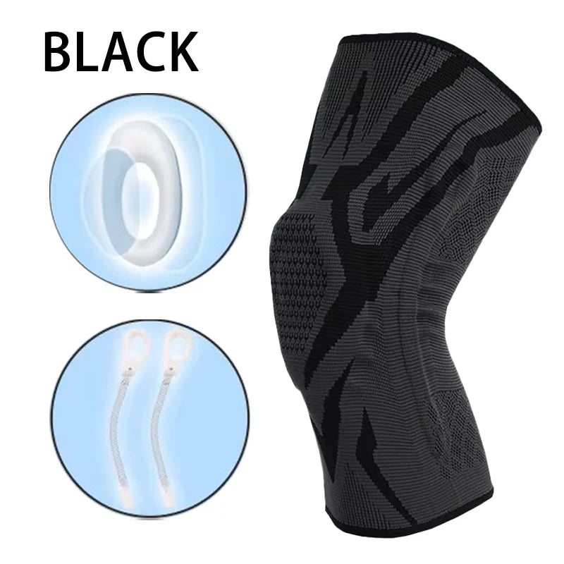 1PC Knee Support Brace – Silicone Pads, Spring Support, and Breathable Knee Sleeves for Meniscus Protection in Sports