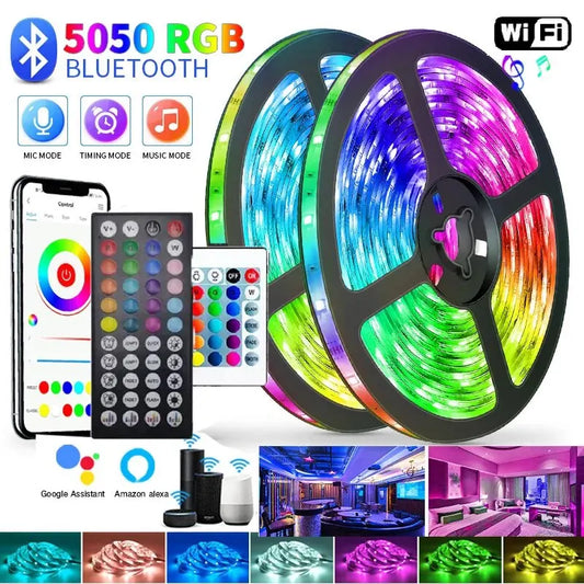 WIFI RGB LED Strip Light 5050 – Bluetooth APP Control, Flexible LED Diode for Festival, Party, TV, Desk, and Bedroom Decoration