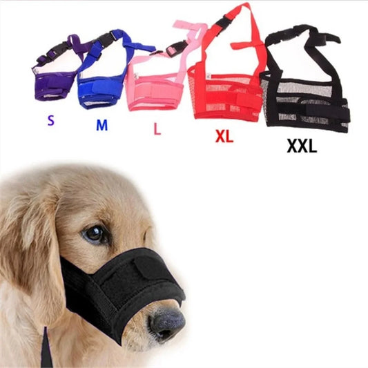 Breathable Mesh Anti-Barking Muzzle for Dogs – Adjustable Nylon Straps for Secure Fit