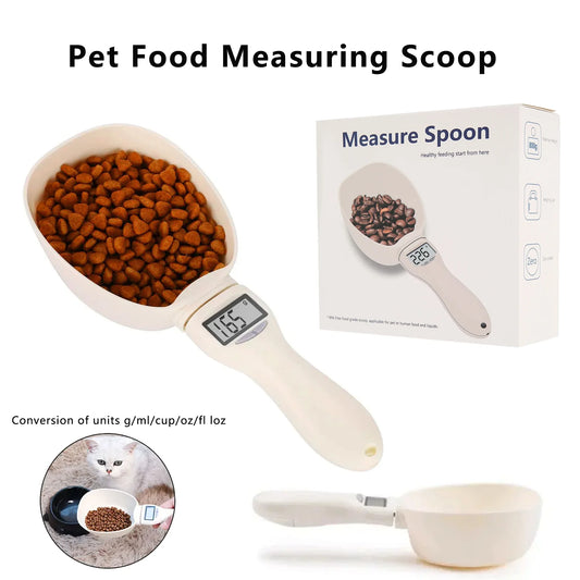 Cat Food Scale LCD Electronic  Food Weighing Cup Pet Feeding Precision Measuring Spoon Digital Display