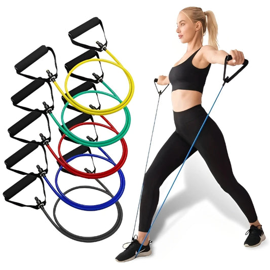 5-Level Resistance Bands with Handles – Adjustable Tube Bands for Home Strength Training, Exercise Equipment for Men and Women